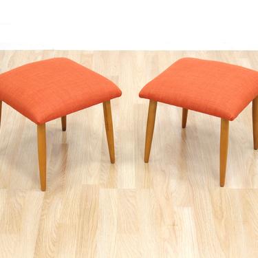Pair of Mid Century Ottomans Footstools Stools by H.C Hanley 
