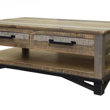 Farmhouse Rustic Solid wood 4-drawer Coffee Table 