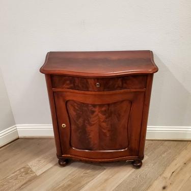 19th Century Continental (Danish) Flame Mahogany Console Cabinet - Serpentine Shaped European Antique 
