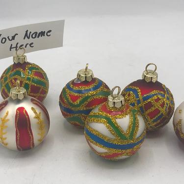 Set of (6) Christmas Ball Ornament Name Card Holders- Great Condition- Giftco 