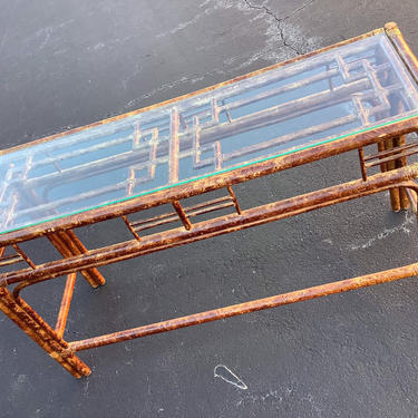 Wonderful vintage chinoiserie tortoise shell bamboo console table 