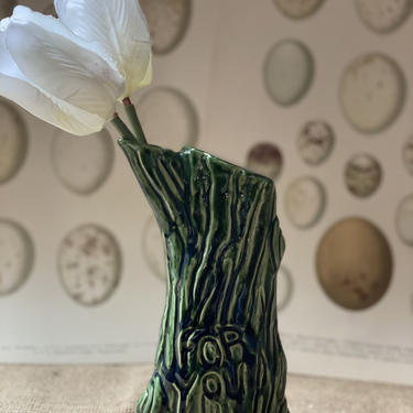 Green Ceramic Bud Vase - For You 1950s Kitsch 