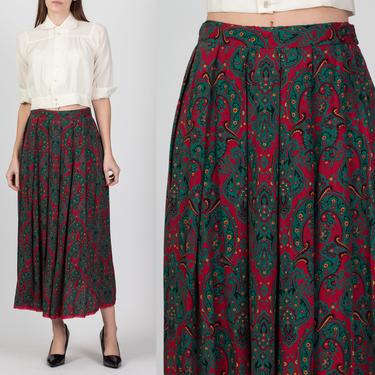 Vintage Pendleton Country Sophisticates Paisley Floral Skirt - Medium | 80s Red Green Boho Grunge Maxi Skirt 