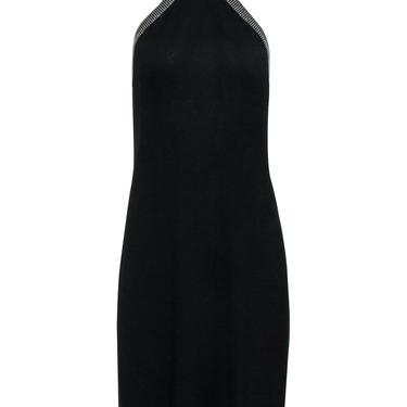 St. John - Black Knit High Neck Dress w/ Rhinestones Sz 8