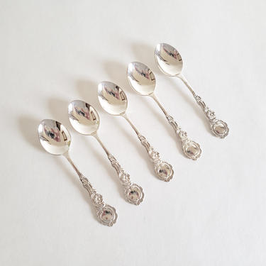 Vintage Swedish Silverplate Cocktail Spoons, Matching Set of 5, Nils Johan Sweden 