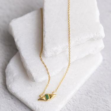 Gold Vermeil and Emerald Points Necklace