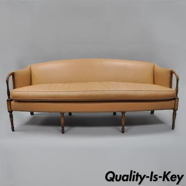 Sheraton Federal Style Caramel Tan Leather Sofa Couch by Southwood 81" Long