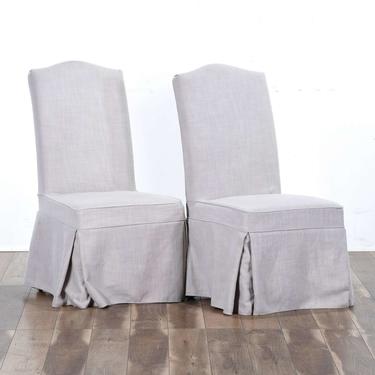 Pair Kuka Sofas Silver Linen Dining Chairs