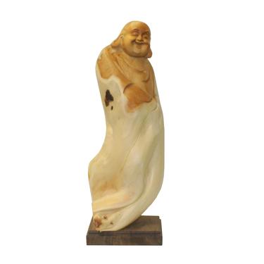 Chinese Cypress Wood Carved Irregular Shape Happy Buddha Statue ws1007E 