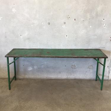 Vintage European Green Metal Display Table