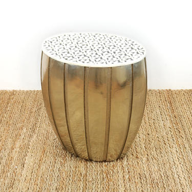 Metallic and White Pattern Side Table