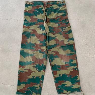Vintage 30-36 Waist x 28 Inseam Belgian Camo Military Pant Trousers | 50s Jigsaw Hunting Utility Pants | 