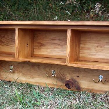 Reclaimed Pine Coat Rack Cubby Shelf for Entryway 