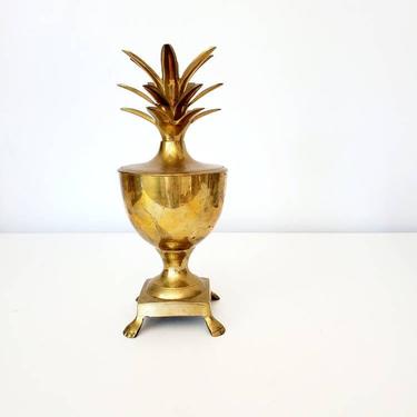 Vintage Claw Foot Brass Pineapple Urn Candleholder 