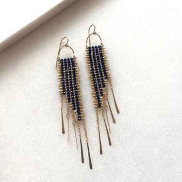 Asymmetrical Cobalt Blue Drape Earrings