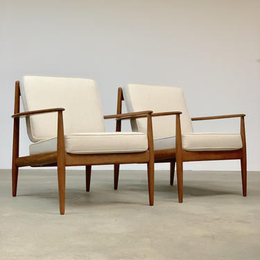Grete Jalk Pair of Teak Easy Chairs by France and Daverkosen 
