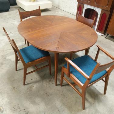 Mid Century Refinished and Reupholstered &amp;quot;tuxedo&amp;quot; dining set by Lane Furniture Co 