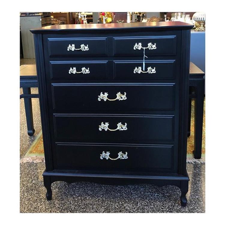 Black French Provincial Chest of Drawers 