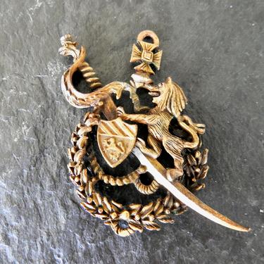 Antique Heraldic Lion Brass Fob 