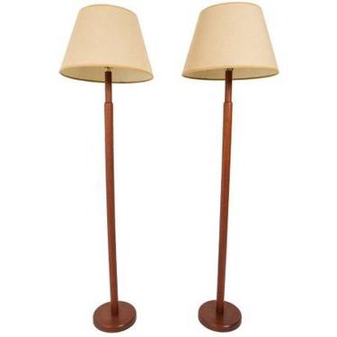 Pair Danish Teak Floor Lamps