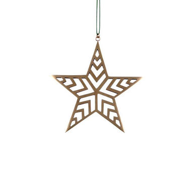 Solid Brass Tree Ornament - Brass Geo Star Ornament 