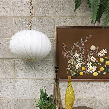 Vintage Danish Pendant Light Retro 1960's Made in Denmark White Acrylic Dome Shaped Hanging Light with Chain 