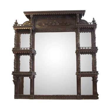 19th Century Victorian Carved Wooden Over Mantel