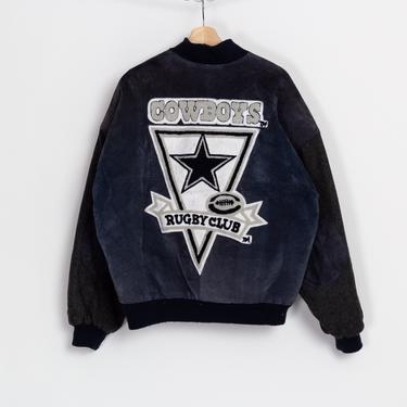 Vintage Dallas Cowboys Suede Rugby Club Jacket - Men's Large, Women's XL | 90s G-III Carl Banks NFL Football Leather Wool Trim Varsity Coat 