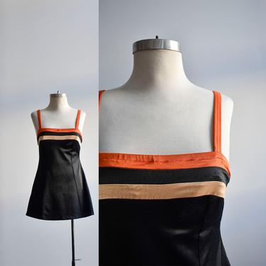1970s Black & Orange Swimsuit 