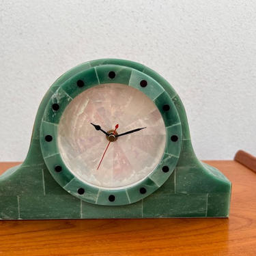 Green Faux Stone  Clock