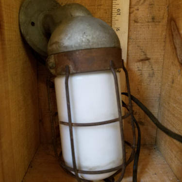 Vintage Explosion Proof Sconce with Milk Glass Shade