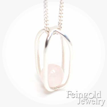 OCTOBER birth stone: Rose Quartz with Sterling Silver Necklace - Sterling Silver Chain- Free US Shipping 