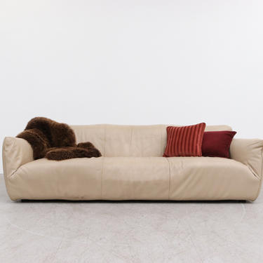 Gerard Van Den Berg Beige Leather Sofa