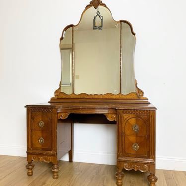 Pick Your Color! Antique Vanity with Mirror, Vintage Dressing Table, Painted Bedroom Furniture 