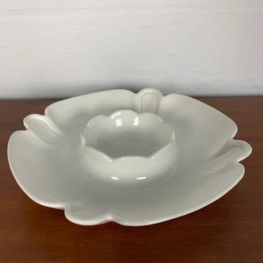 Vintage White Serving Platter Chip and Dip Platter 