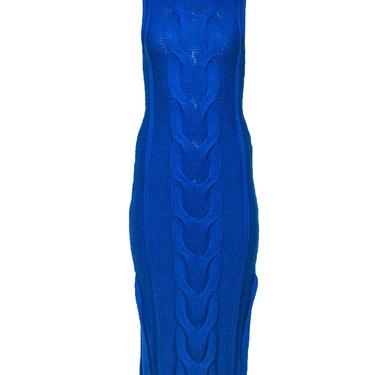 Staud - Blue Chunky Cable Knit Sleeveless Turtleneck Maxi Dress Sz M