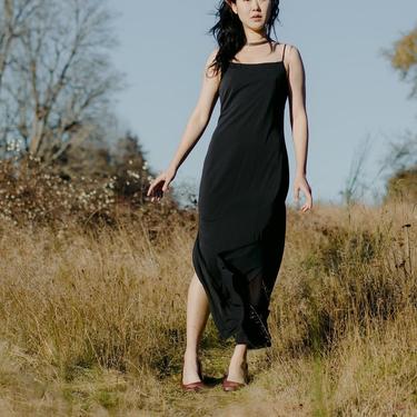 vintage 1990s black sleeveless maxi dress size medium 