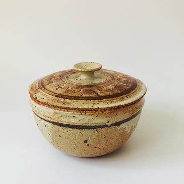 Vintage Terra Cotta Studio Pottery Lidded Serving Bowl 
