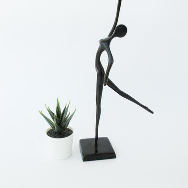 Minimalist Midcentury Brushed Bronze Line Art Dancer Sculpture -  By Bodrul Khalique 