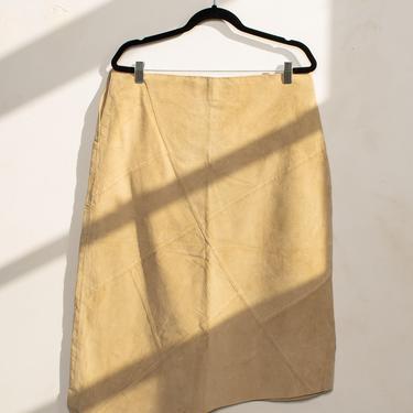 Diagonal Stripe Suede Skirt