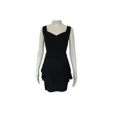 Byblos Black Cotton Sweetheart Neckline V-back Tiered Skirt Casual Dress 