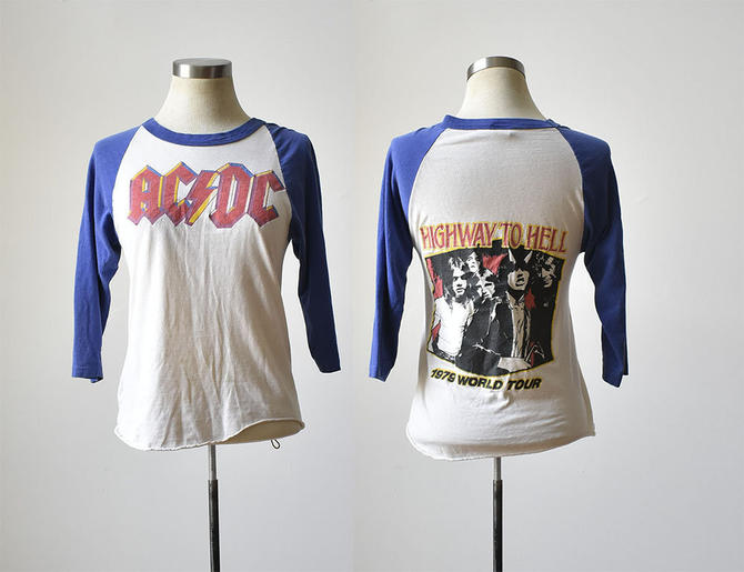 Vintage 1979 Ac Dc Tour Shirt Raglan Baseball Tee Vintage Acdc Shirt Highway To Hell World Tour 1970s Band Tee By Milkandice From Milk Ice Of Baltimore Md Attic