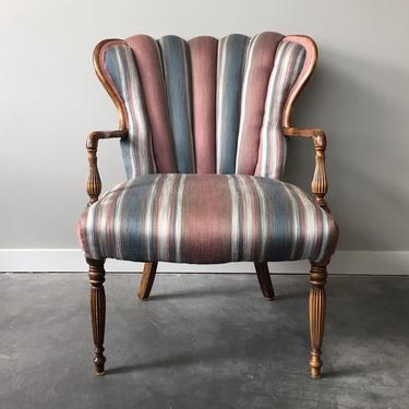 vintage striped channel back chair.