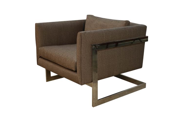 Mid Century Milo Baughman Thayer Coggin Chrome T Back Lounge Chair 