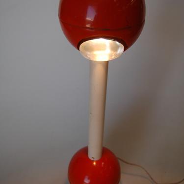 Modernist Red Metal Double Ball Accent Table Lamp 