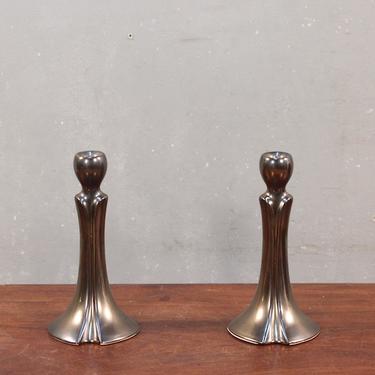 Pair of Royal Haeger Metallic Ceramic Candle Holders
