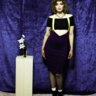 1980s Romeo Gigli eggplant knit skirt