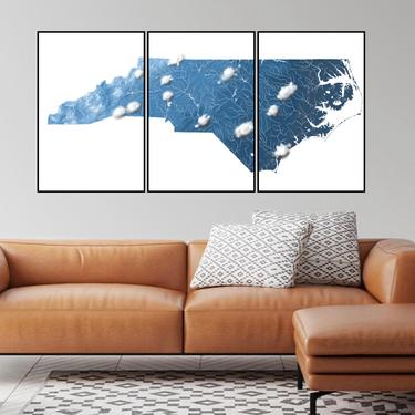 North Carolina hydrological and elevation map - 3 sizes available 