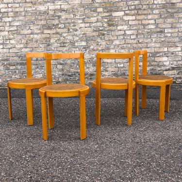 Set Of 4 Italian Modern Rounded Chairs 