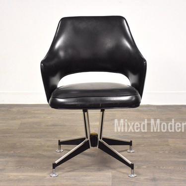 Chrome and Black Vinyl Swivel Chair 